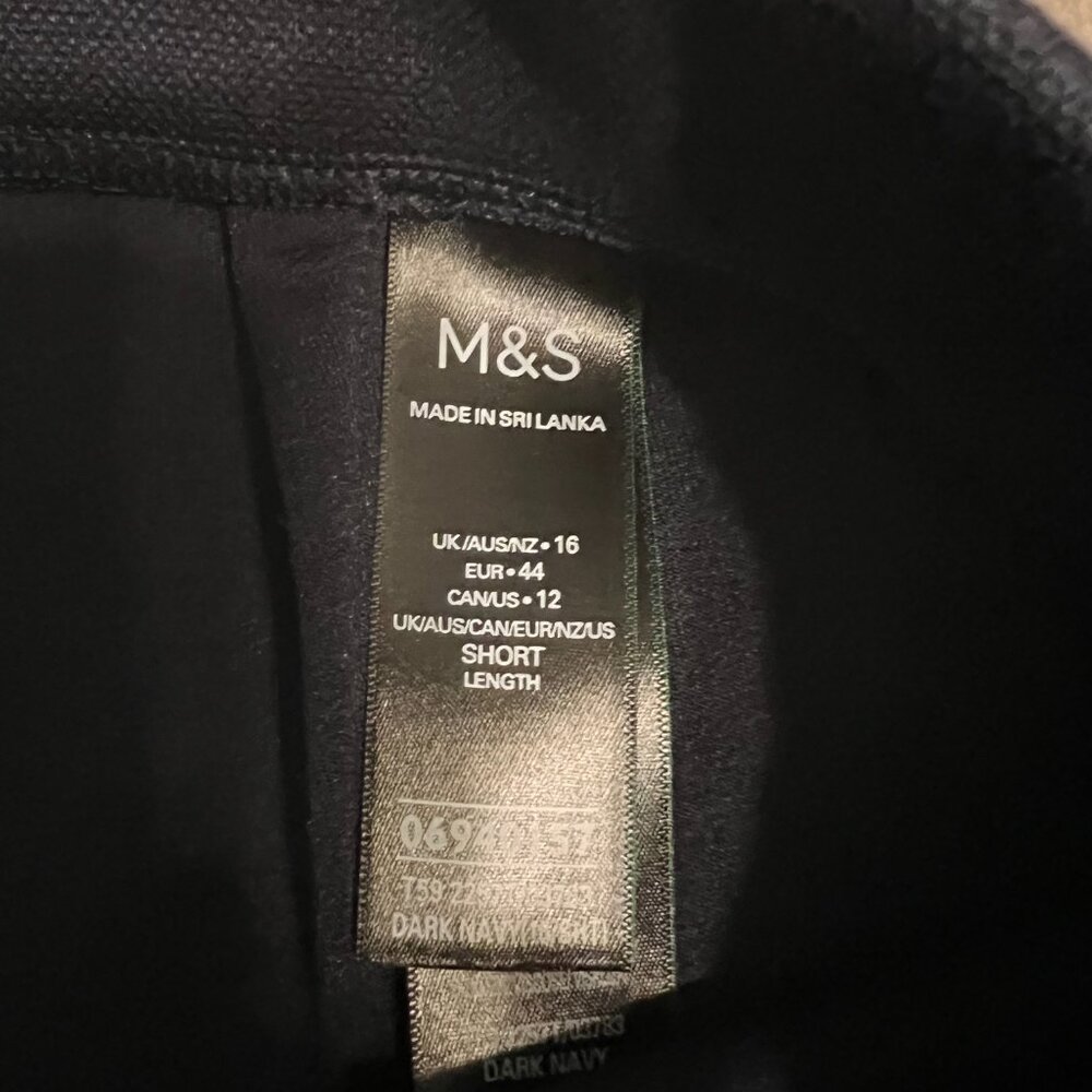 Marks & Spencer M&S Wide Leg Navy Pants Trousers, Size 12 Short (UK 16) NWT - Picture 6 of 10